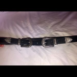 Silver & Black Double Buckle Belt